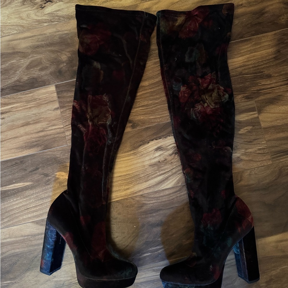 Madden Girl Multicolor Velvet Over-the-Knee Boots